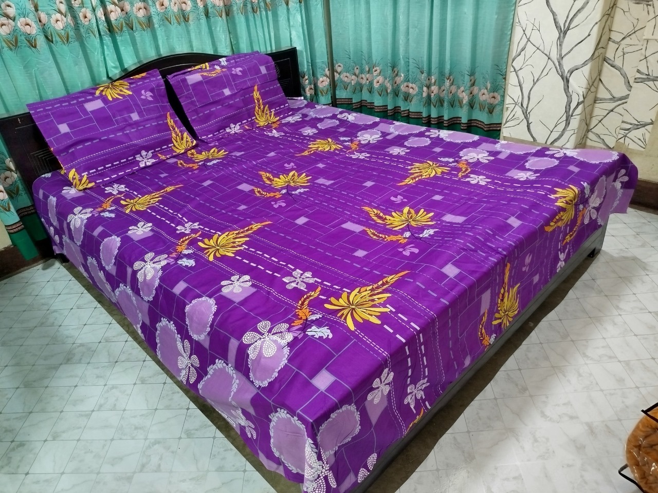 এক্সক্লুসিভ কিং সাইজ ফুল প্যানেল বিছানার চাদর সেট (২টি বালিশের কভারসহ)