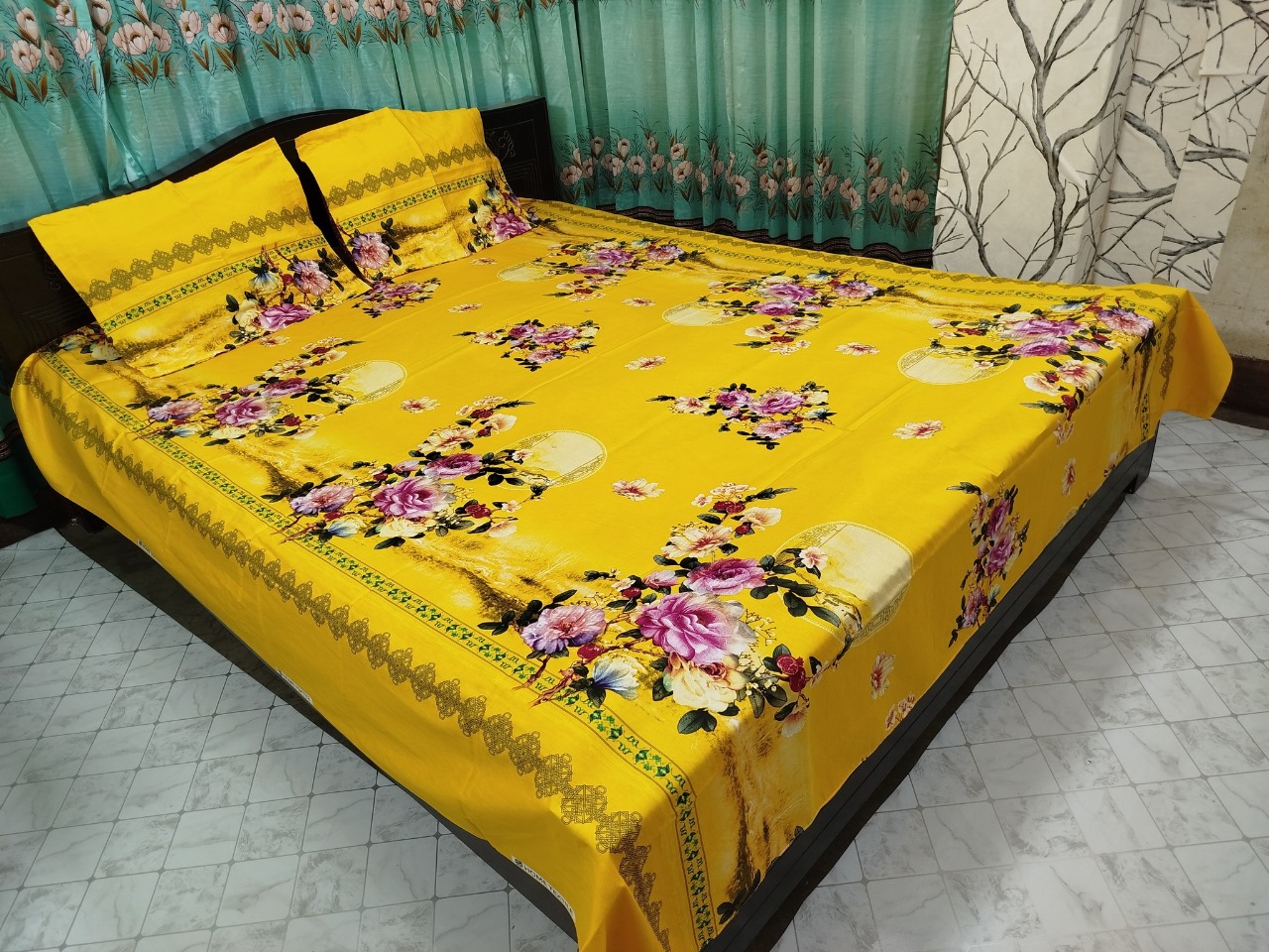 এক্সক্লুসিভ কিং সাইজ ফুল প্যানেল বিছানার চাদর সেট (২টি বালিশের কভারসহ)